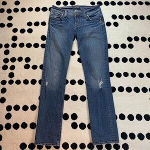 Vintage Y2K Silver Jeans Zofia Low Rise Straight Leg Distressed Jeans